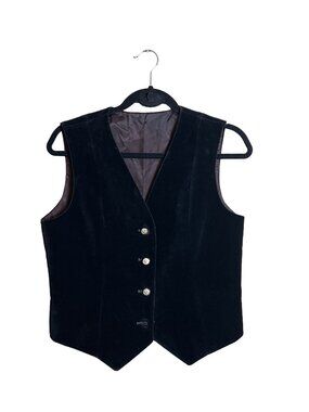 Pringle of Scotland‎ Velvet Vest Black Vintage 90s Waistcoat